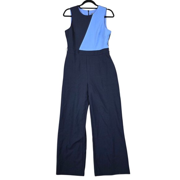 Vince Camuto Jumpsuit Womens 8P Navy Colorblock Wide Leg Sleeveless VC9P0095 - Picture 1 of 16